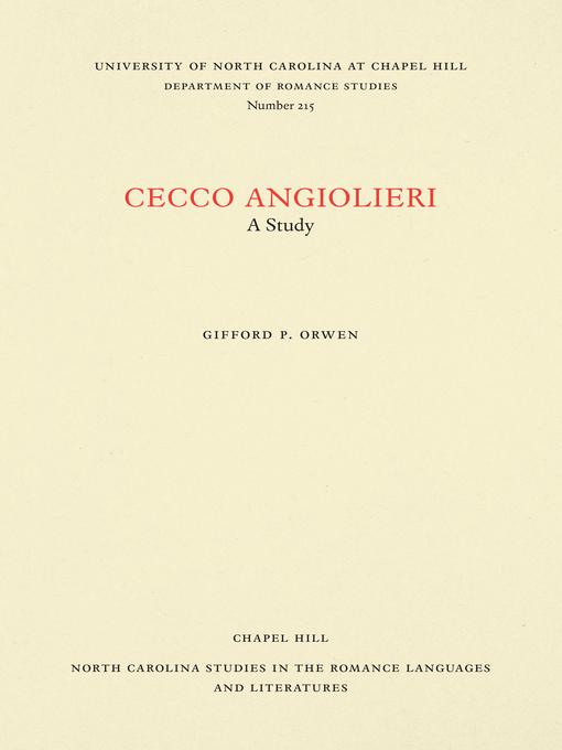 Upplýsingar um Cecco Angiolieri eftir Gifford P. Orwen - Biðlisti